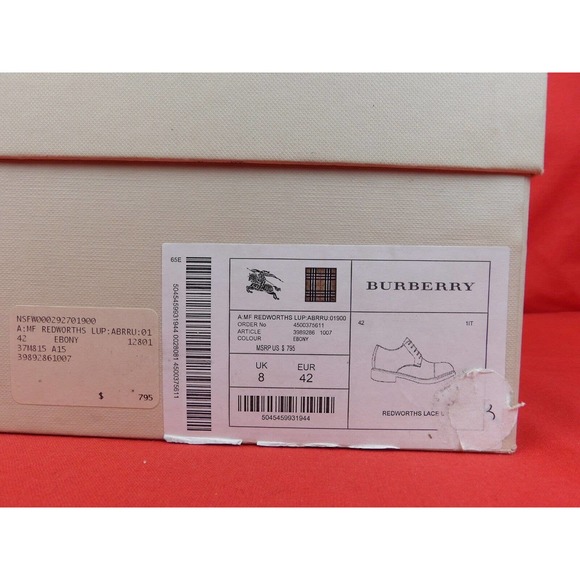 NIB BURBERRY REDWORTHS BROWN LEATHER SHEARLING DERBY OXFORDS 42 9 $795 ITALY - Picture 9 of 9